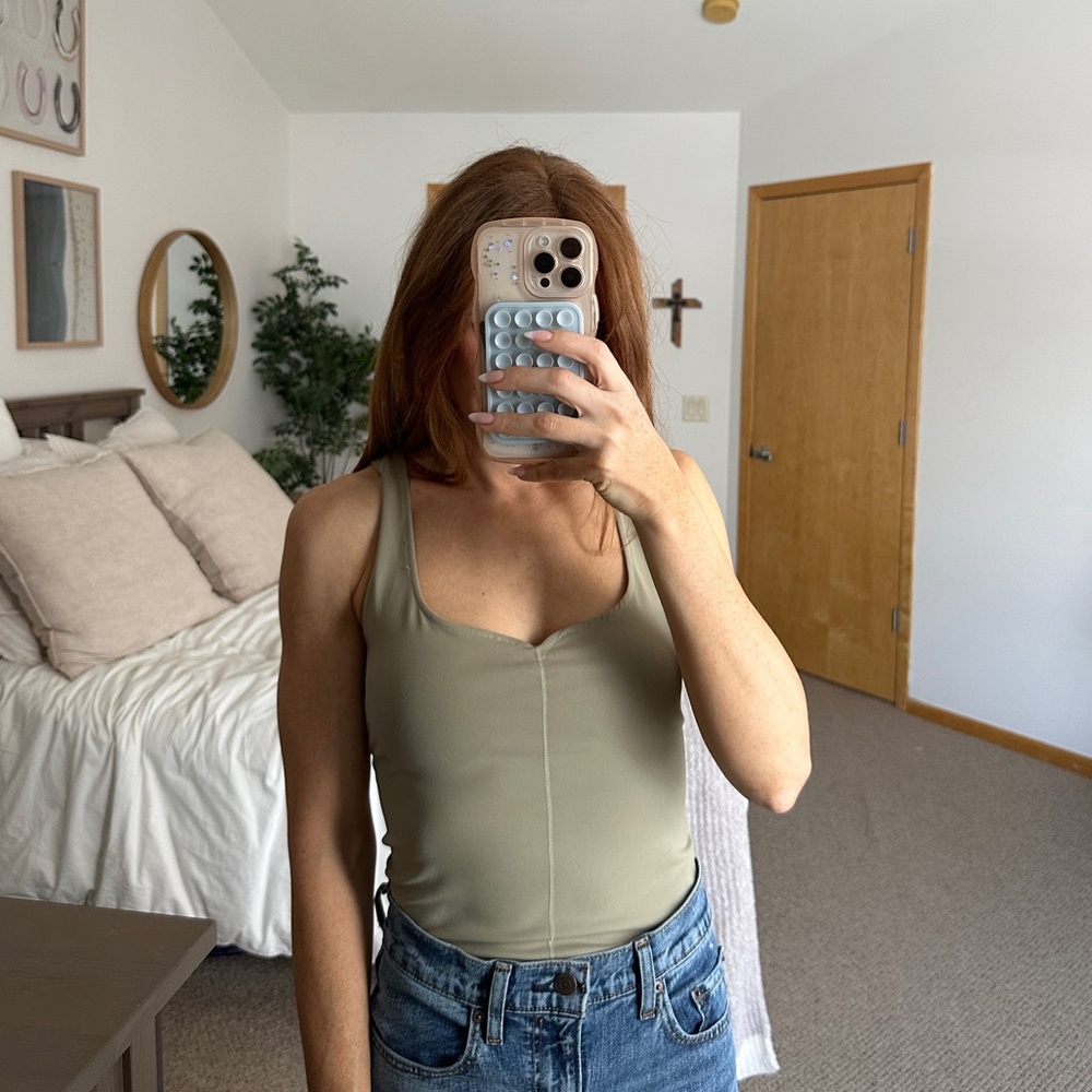 Free People Olive Green Women's Bodysuit (thong back)